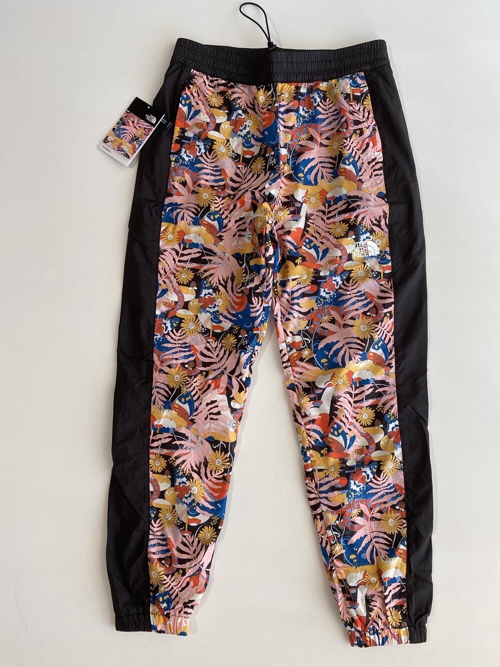 The North Face Windwall Pants Women’s Lined Pockets Logo Black Floral Sz S NWT